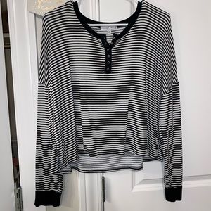 Cropped Henley Ribbed Shirt